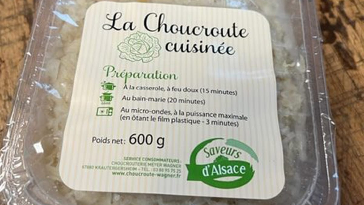 la choucroute cuisinée en barquette de 600 g de la marque Saveurs d’Alsace