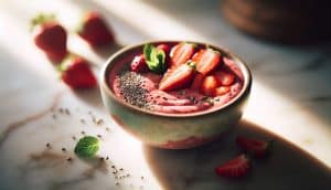 Bol de smoothie aux fraises pour votre petit déjeuner : une explosion de saveurs et bienfaits nutritionnels