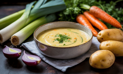 découvrez notre recette facile et rapide pour préparer un velouté onctueux de poireaux, carottes et pommes de terre, parfait pour un repas sain et réconfortant.