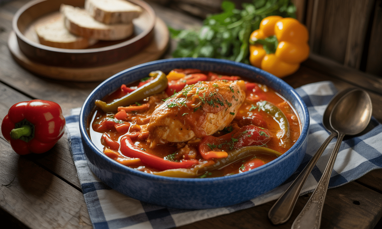 learn to prepare the authentic Basquaise chicken recipe, a traditional and flavorful dish from the Basque Country, perfect to delight your taste buds.