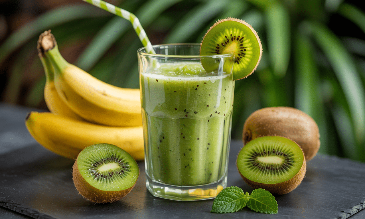 découvrez notre recette facile et rapide de smoothie énergisant au kiwi et à la banane, une boisson délicieuse et vitaminée parfaite pour booster votre journée !