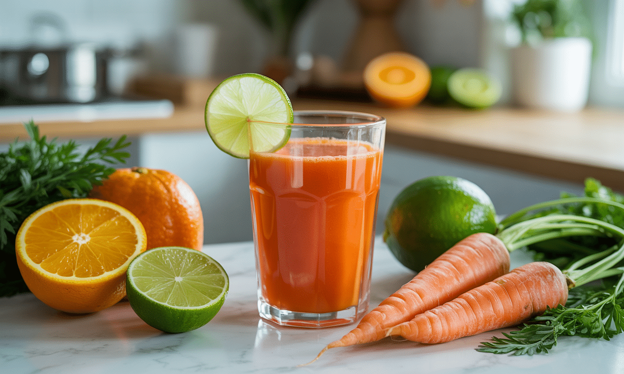 découvrez le jus ace vitaminé à l'orange, carotte et citron vert, préparé facilement avec thermomix pour une énergie naturelle toute la journée.