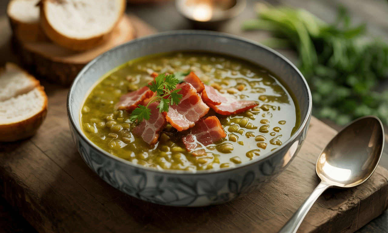 découvrez notre recette de soupe réconfortante aux lentilles vertes et lard fumé, parfaite pour réchauffer vos soirées avec des saveurs authentiques et généreuses.