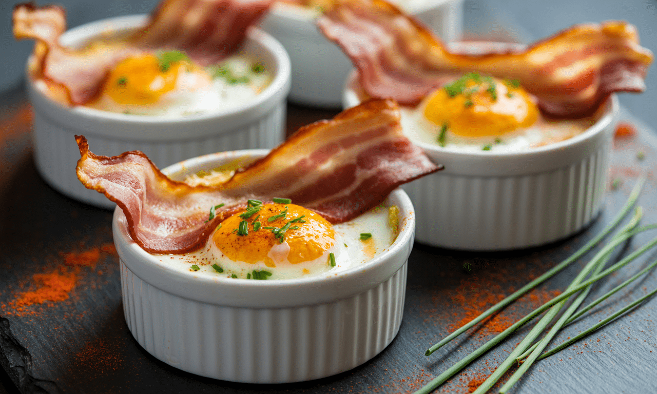 découvrez notre recette simple et savoureuse d'œufs cocotte gourmands au bacon, parfaits pour un repas rapide et délicieux.