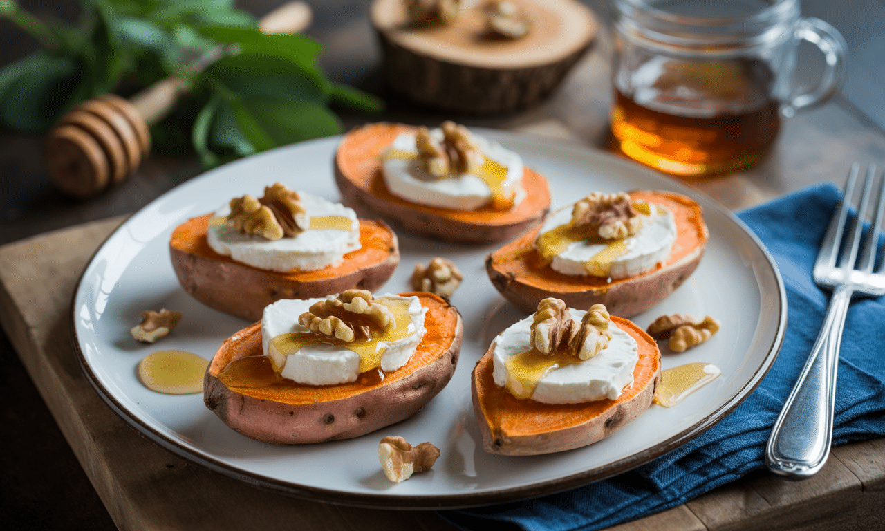 découvrez notre recette facile de patates douces rôties au chèvre et miel, un savoureux mariage sucré-salé ultra fondant qui ravira tous les gourmands.
