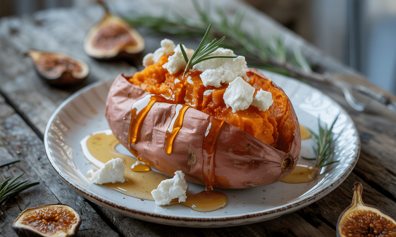 découvrez la recette irrésistible de patates douces rôties au chèvre et miel, une douceur sucrée-salée ultra fondante qui ravira les papilles des gourmands.