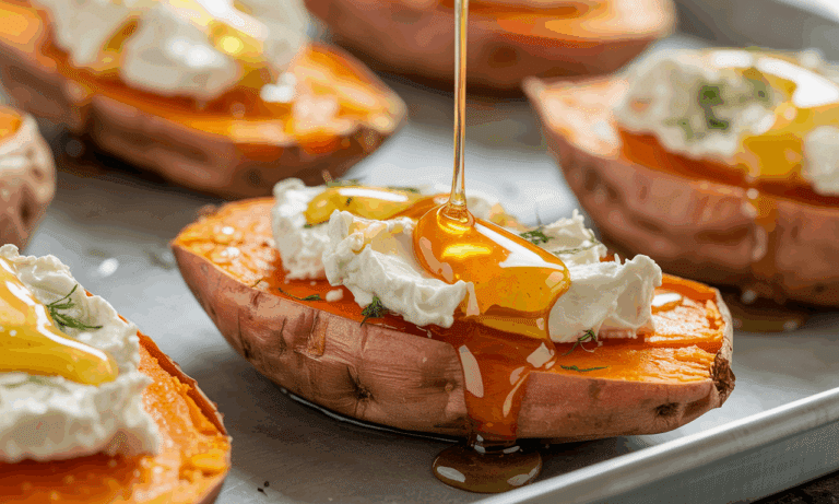 découvrez notre recette de patates douces rôties au chèvre et miel, un délicieux mariage sucré-salé ultra fondant qui séduira tous les gourmands.
