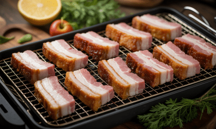 découvrez notre recette simple et rapide de poitrine de porc croustillante à l'airfryer, pour un plat savoureux à essayer chez vous !