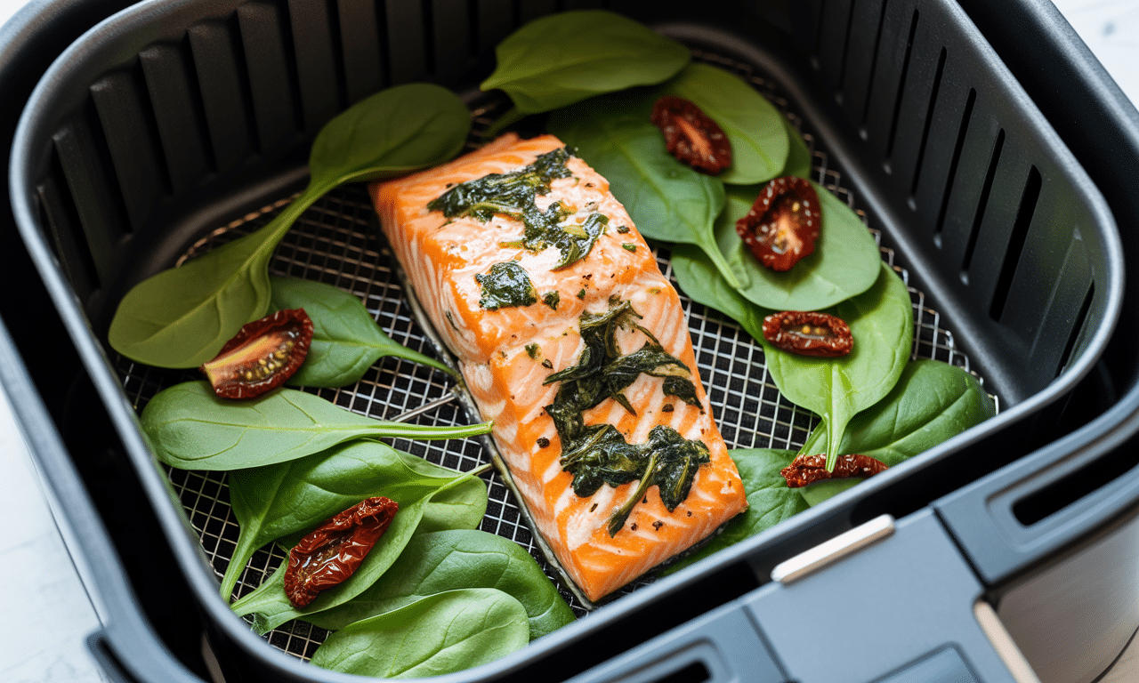 découvrez notre recette facile de saumon à la toscane, délicieusement parfumée et parfaitement croustillante grâce à la cuisson à l’airfryer. un plat savoureux à préparer en un rien de temps !