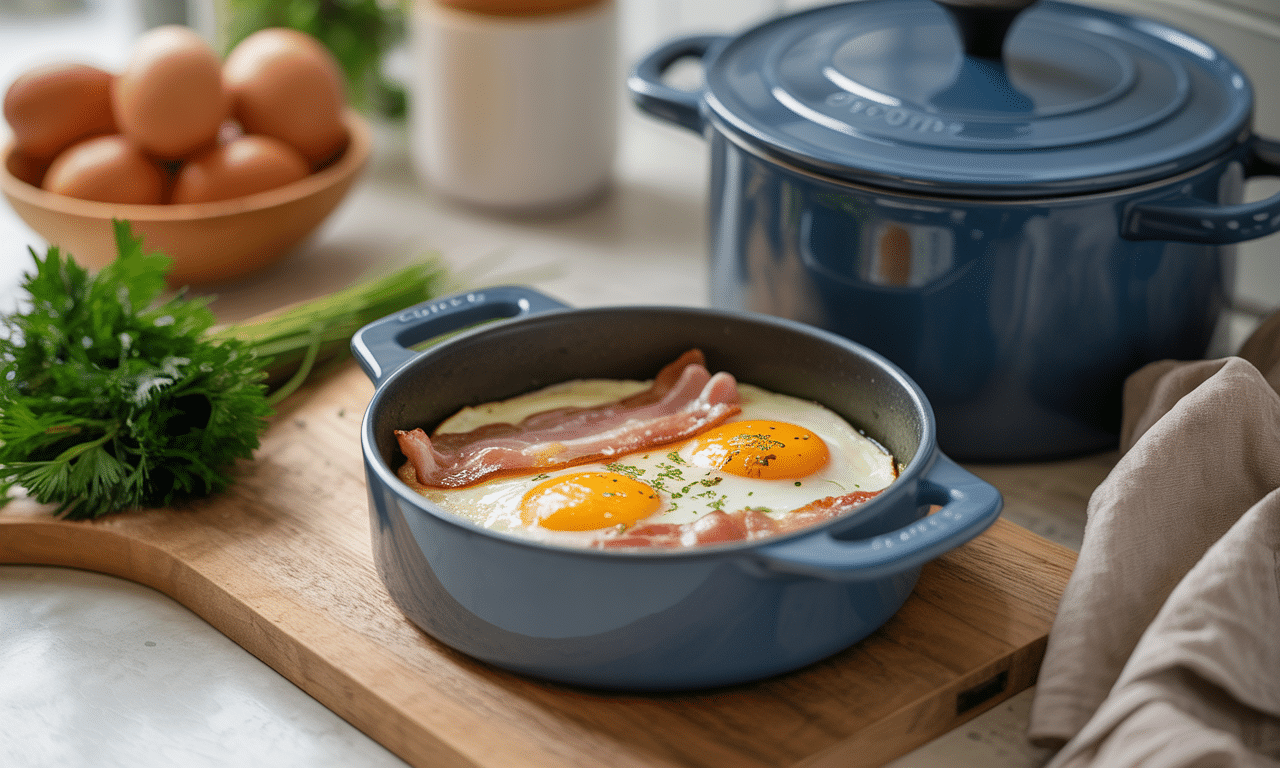 découvrez une recette simple et rapide d'œufs cocotte au bacon, parfaite à réaliser avec votre cookeo pour un repas savoureux et convivial.