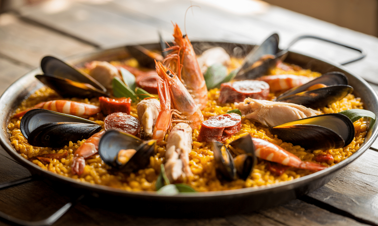 découvrez la paëlla de patou, un délicieux mélange de fruits de mer frais, chorizo épicé et poulet tendre, pour un festin authentique aux saveurs méditerranéennes.