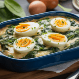 découvrez une recette classique revisitée : épinards et œufs durs généreusement nappés d'une sauce béchamel onctueuse, pour un plat savoureux et réconfortant.