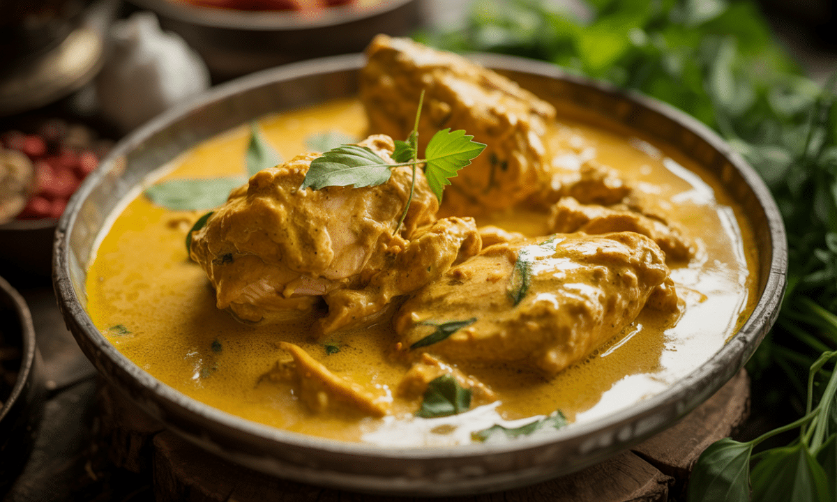 découvrez notre recette facile de poulet crémeux au lait de coco et curry, une explosion de saveurs exotiques à savourer en toute simplicité.