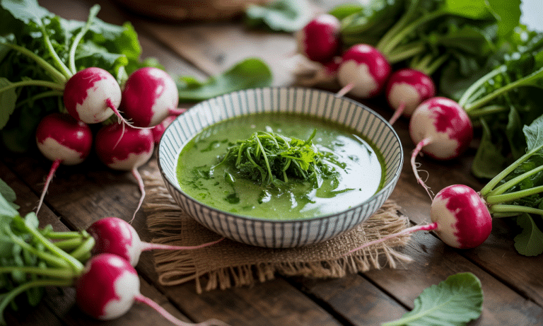 Sublimez vos fanes de radis avec cette soupe savoureuse et anti-gaspi découvrez une recette délicieuse et anti-gaspillage pour transformer vos fanes de radis en une soupe savoureuse et nutritive. facile à préparer, saine et économique.