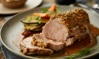 découvrez notre recette simple et gourmande de filet mignon de porc rôti à la moutarde à l’ancienne, parfaite pour sublimer votre dîner en toute convivialité.