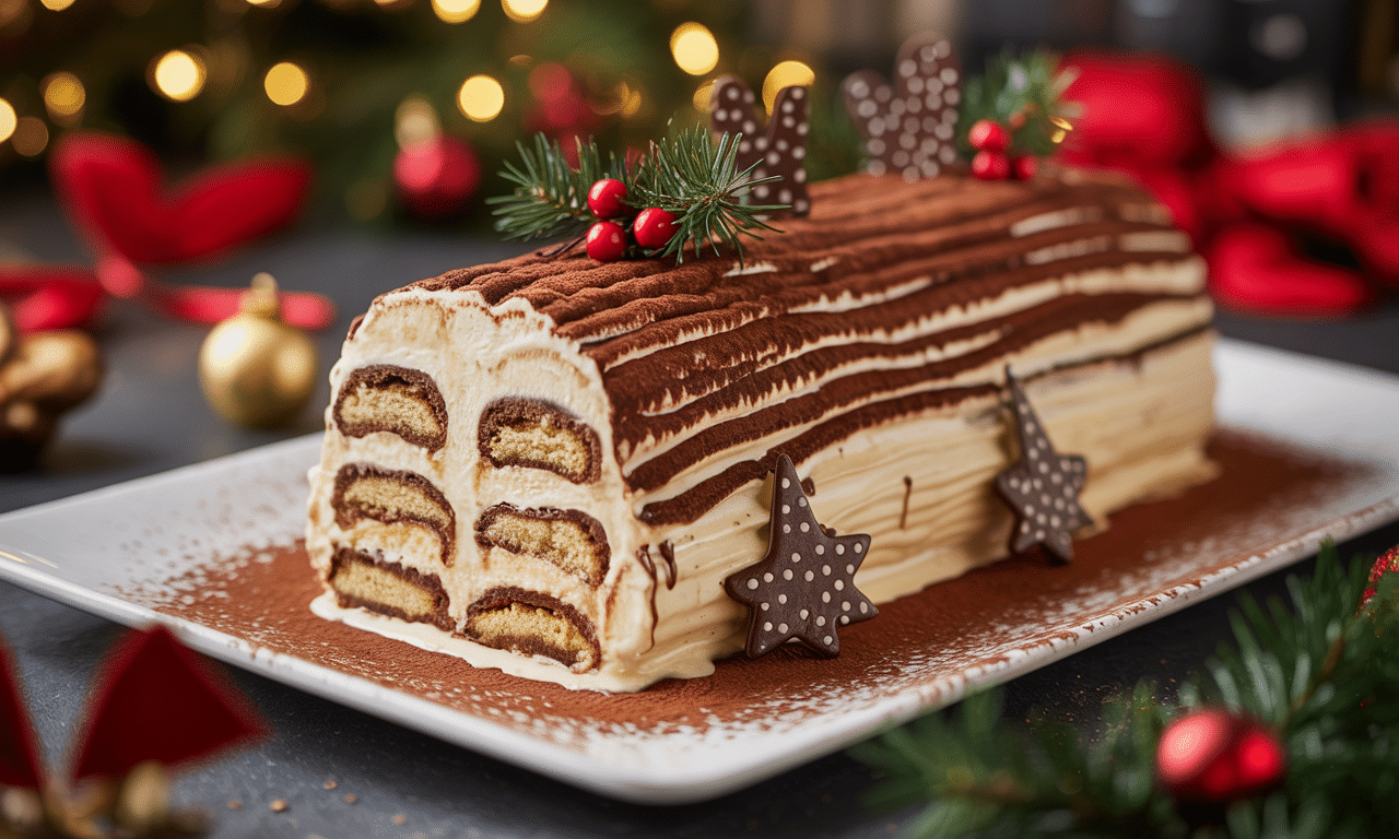 d&eacute;couvrez la b&ucirc;che tiramisu vanille, une douceur fondante qui ravira petits et grands pour un no&euml;l inoubliable. un dessert gourmand et &eacute;l&eacute;gant pour des f&ecirc;tes pleines de saveurs.
