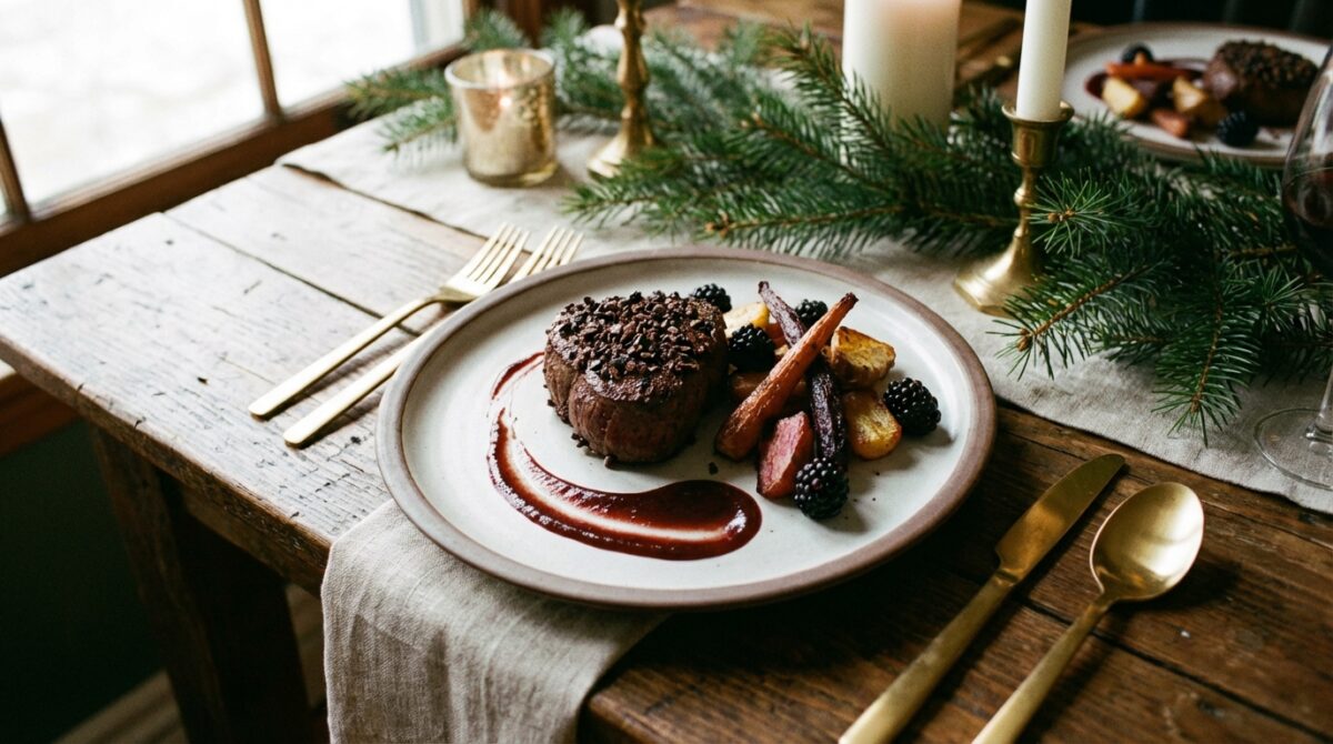 Entdecken Sie, wie dieses Rehfilet mit Kakaonibs Ihr Festessen verfeinern und Ihre G&auml;ste mit einer Explosion einzigartiger Aromen angenehm &uuml;berraschen kann.