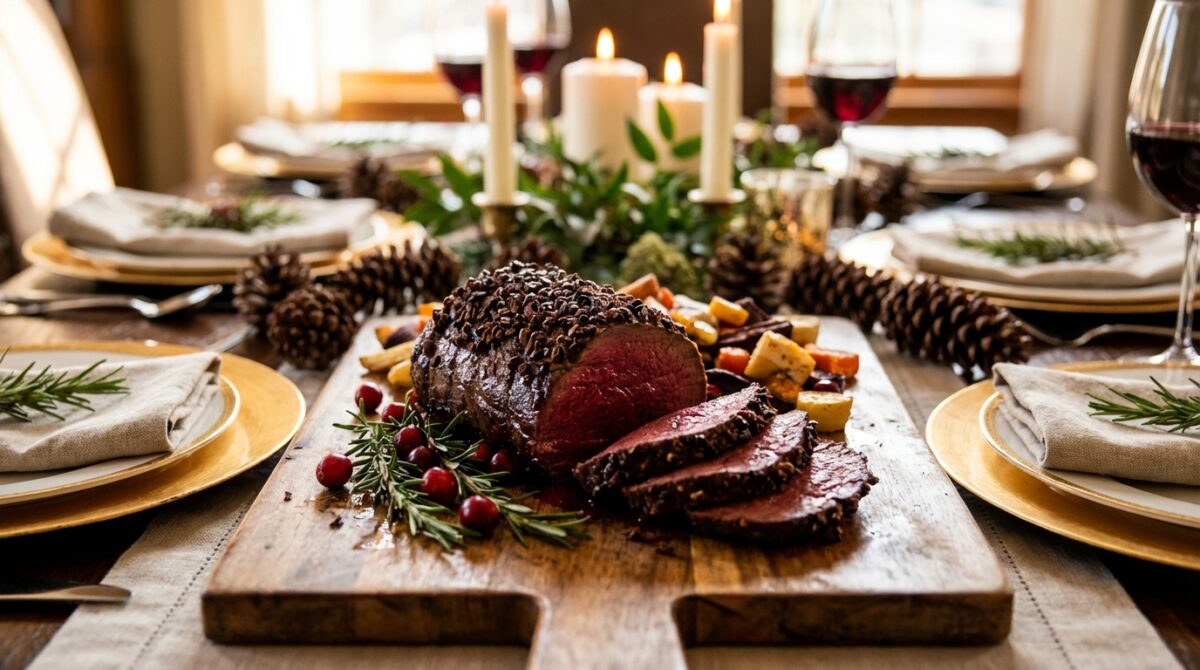 Entdecken Sie dieses Rehfilet mit Kakaonibs, ein raffiniertes Rezept, das Ihr Festessen verfeinern und Ihre G&auml;ste mit einzigartigen und gewagten Aromen begeistern wird.