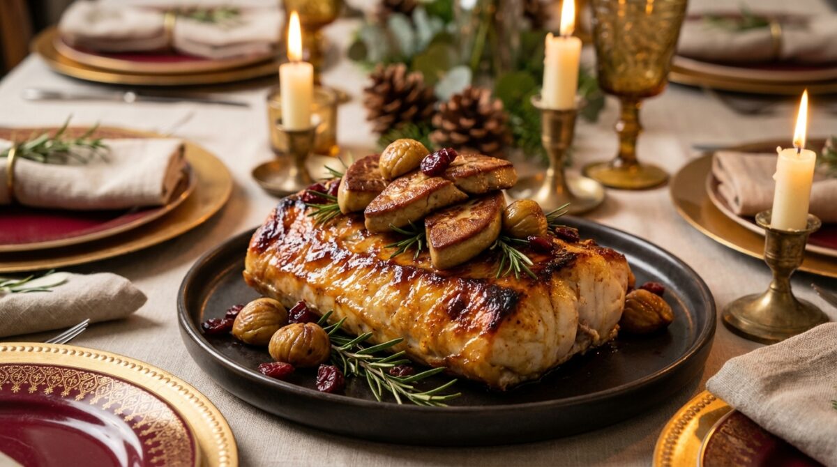 discover an original festive alternative for your New Year's Eve with our recipe for crispy monkfish roast with foie gras, a delicious surprise that will replace the traditional turkey.