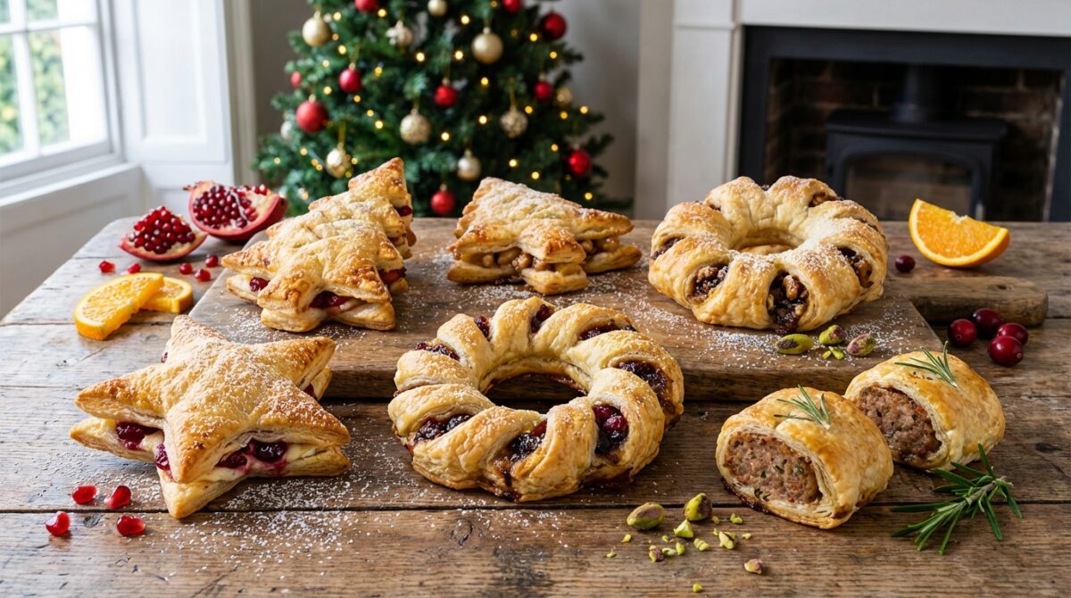 Entdecken Sie das einfache Rezept f&uuml;r knusprige Weihnachtsbl&auml;tterteige mit einem magischen Teig f&uuml;r einen eleganten Aperitif, der Ihre G&auml;ste w&auml;hrend der Feiertage begeistern wird.