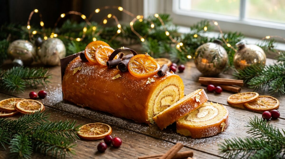d&eacute;couvrez la b&ucirc;che &agrave; l&rsquo;orange, un dessert gourmand et facile &agrave; partager, parfait pour un no&euml;l inoubliable en famille ou entre amis.