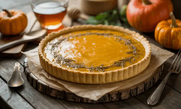 découvrez une quiche au potiron fondante et croustillante, délicatement relevée au miel et cumin, pour savourer pleinement les saveurs chaleureuses de l'automne.