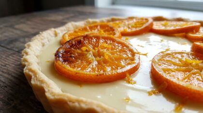 découvrez la tarte de noël au chocolat blanc et clémentines, une douceur raffinée et festive qui séduira tous vos invités avec son mélange exquis de saveurs.